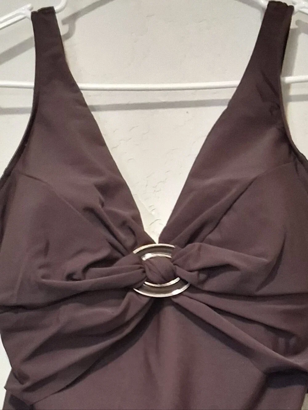 Miraclesuit One‎ Piece Swimsuit Dark Brown Buckle  Sz12 Padded Vacation Beach
